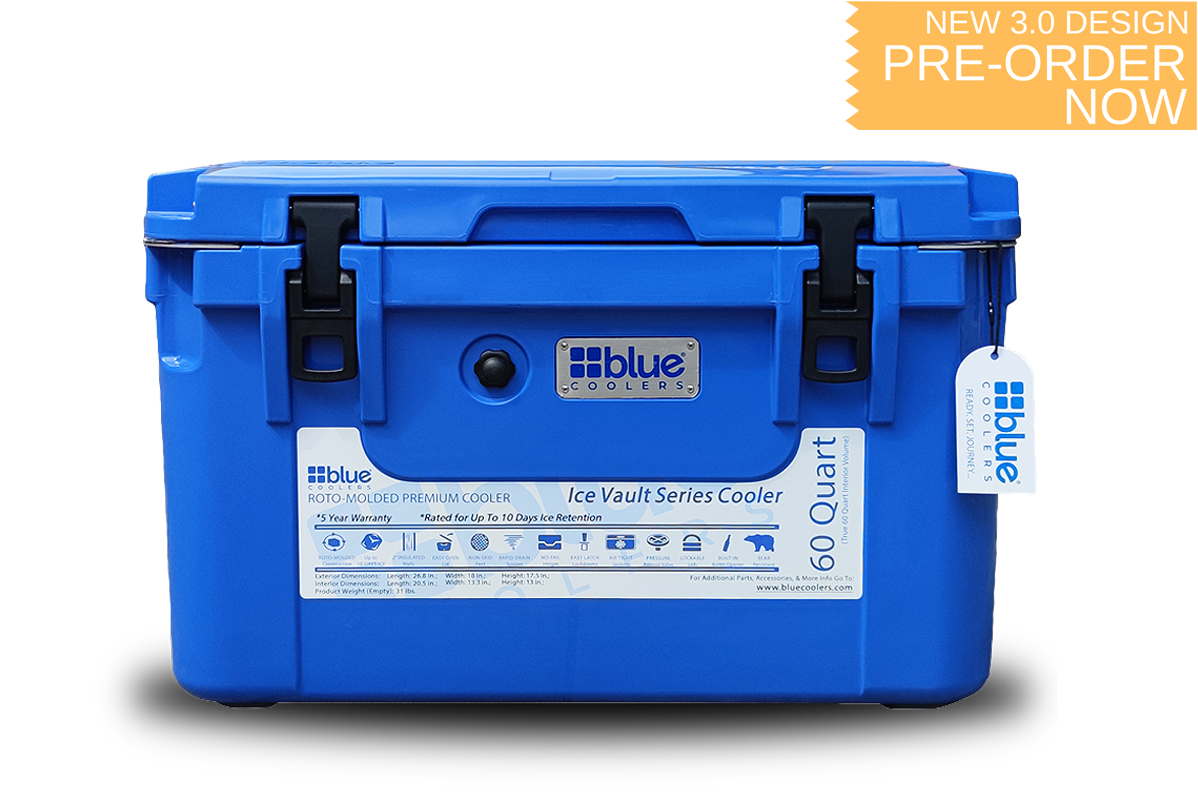 60 Quart Ice Vault Roto-Molded Cooler by Blue Coolers