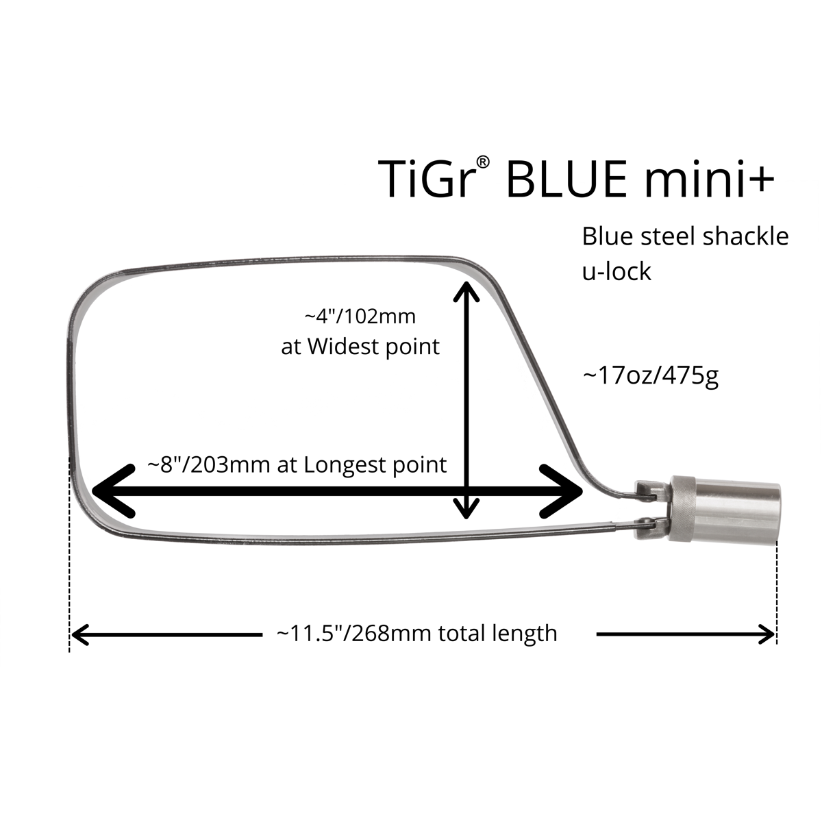Keyed Alike Pair of TiGr mini+  – blue steel u-locks: strong, lightweight, certified bicycle security by TiGr Lock