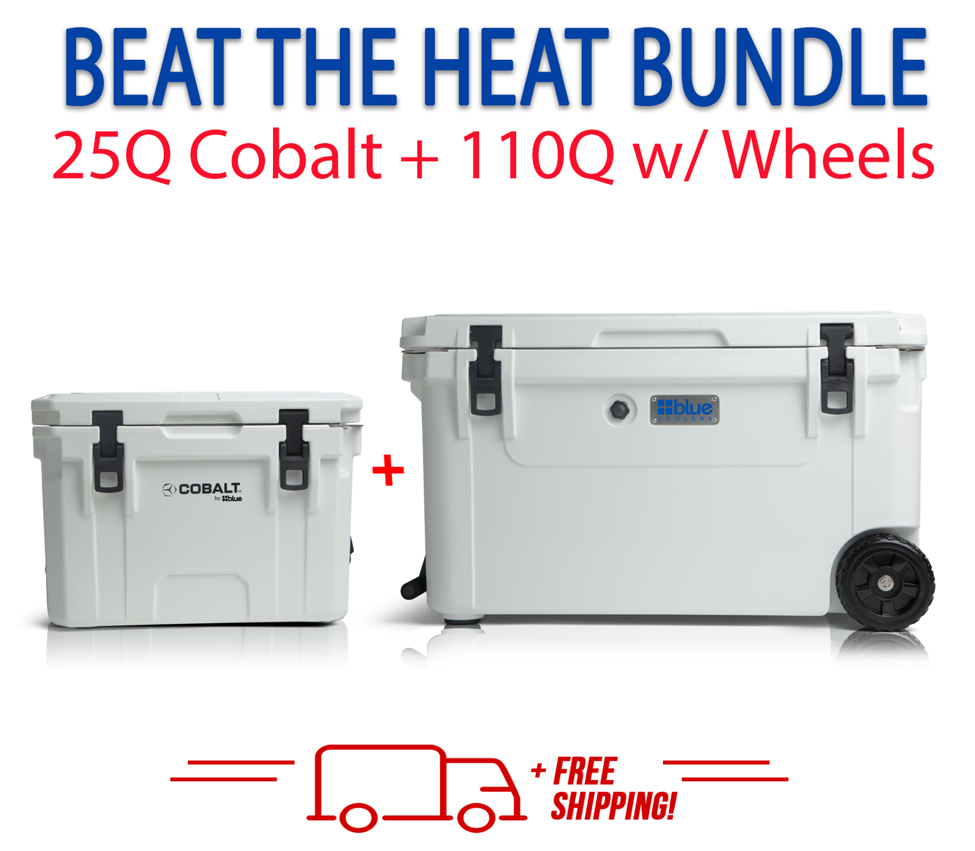 Blue Coolers 3.0 - Beat the Heat Bundle - 110Q Wheels + 25Q Cobalt by Blue Coolers